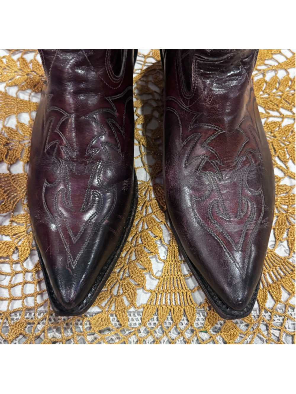 Vintage Texas Men's Boots Size 9 Ombre Burgundy Black